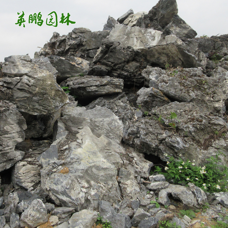  自然附樹疊式英石原石 園林景觀青龍石造景 草坪駁岸石